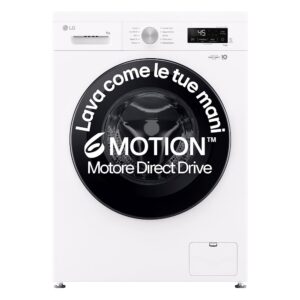 LG F4NX1009NWB Lavatrice 9 kg a Carica Frontale Serie X1, Classe A, 1400 giri, Wi-Fi, 6 Motion Direct Drive, Lavaggio a Vapore Allergy Care, Libera installazione, Essence White [Classe di efficienza energetica A]