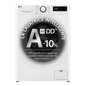 LG F4R3010NSWW Lavatrice 10kg AI DD, Serie R3, Classe A-10%, 1400 giri, Lavaggio a vapore, Motore Direct Drive, White