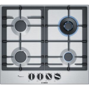 Piano cottura ad incasso Bosch PCH6A5B90 60 cm 4 Fuochi Gas FlameSelect Bruciatore wok comandi frontali griglie in ghisa