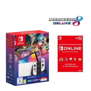 CONSOLE NINTENDO SWITCH OLED+ MARIO KART 8 DELUXE + 12 MESI ONLINE